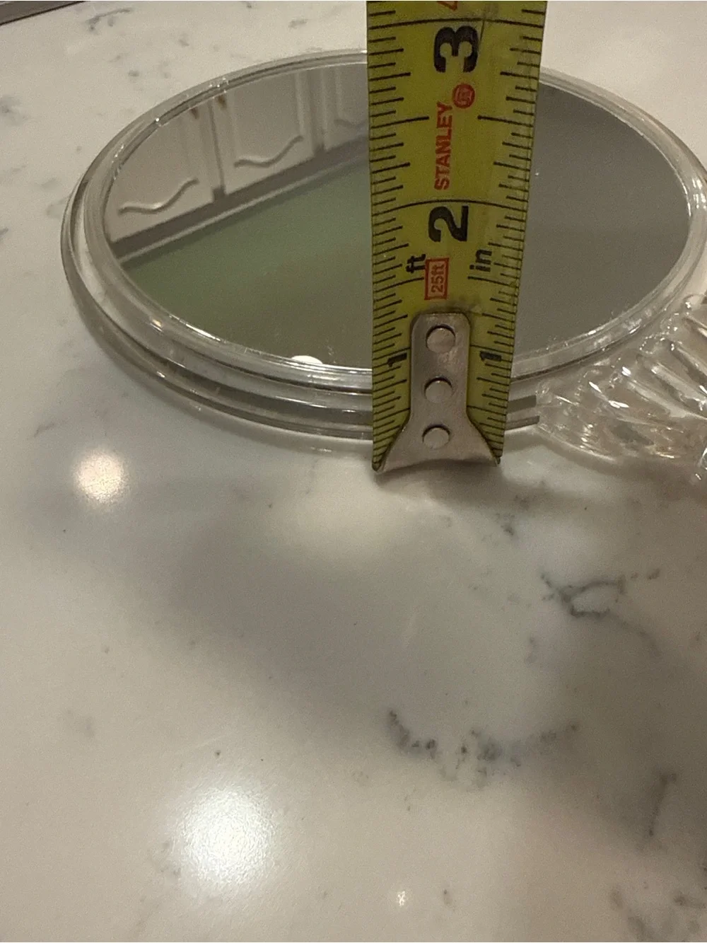 Vintage Art Deco Lucite Hand Mirror Clear Acrylic Vanity Mirror
